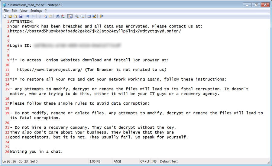 A Black Basta ransom note from BleepingComputer