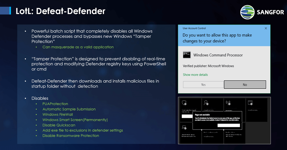 ChatGPT and You - Or I’m No Fool with Weaponized AI Figure 1 Defeat-Defender (source: Sangfor Technologies)