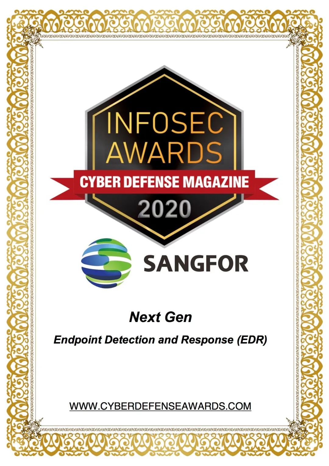 Sangfor Endpoint Secure Won Magazine CDM Next Gen Award 1