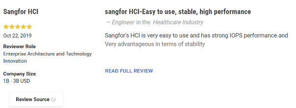 Sangfor HCI Customers speak through Gartner Peer Insights 2