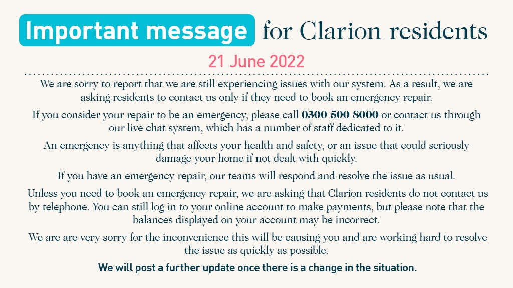 The incident response emergency situation at Clarion Housing Residents